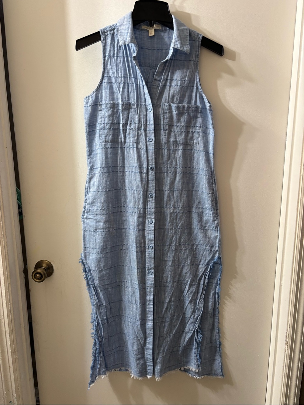 Chelsea & Violet Sleeveless Button-Front Light Blue Maxi Dress